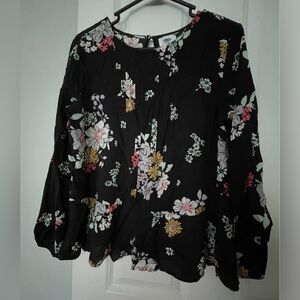 Old Navy Black Floral Blouse